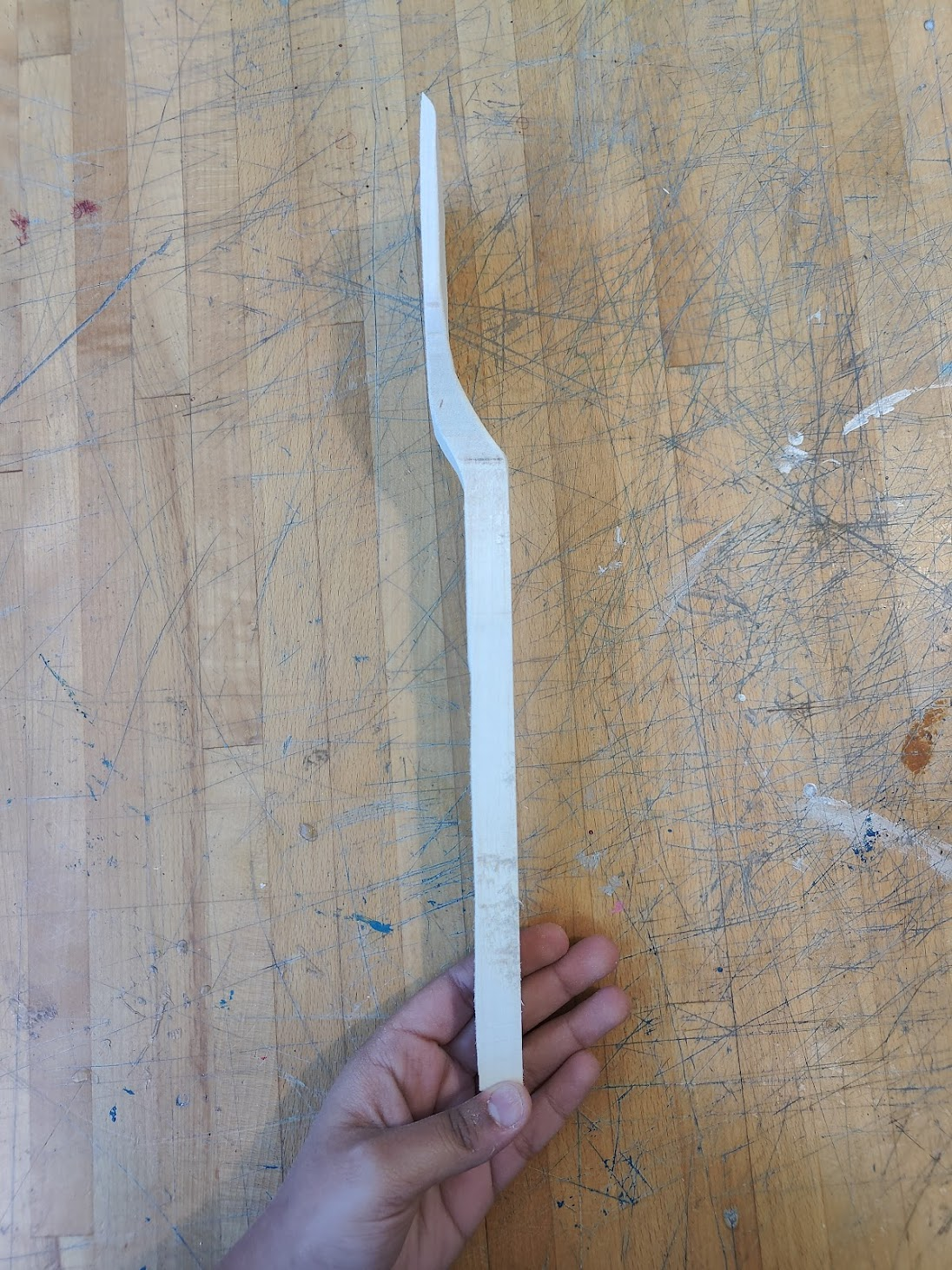 What my spatula looked like unwrapped from all the tape and after the cuts - side view.